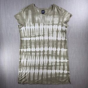 GAP T-Shirt Dress Womens XL Olive Green Tie Dye Shibori Slub Knit Mini